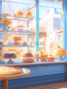 蛋糕店插画图片_蛋糕店舒适氛围明亮阳光15