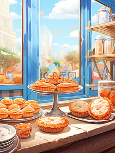 蛋糕店插画图片_蛋糕店舒适氛围明亮阳光4