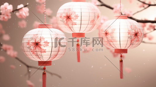 中国风传统春节装饰灯笼插画3