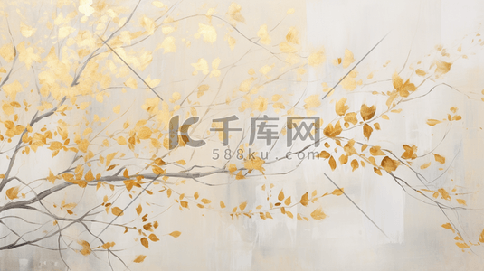秋天的落叶手绘插画图片_秋天金黄色的树叶银杏叶插画手绘
