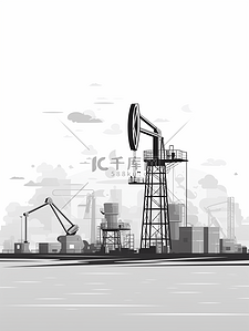 石油采集插画图片_石油开采剪影插画13