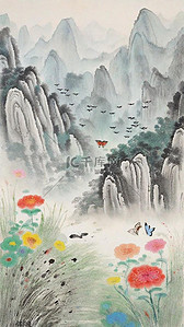 万物复春生插画图片_点彩清新可爱春天花草插画插画图片