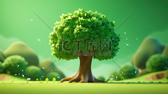 绿色的大树3D等距微观场景11插图