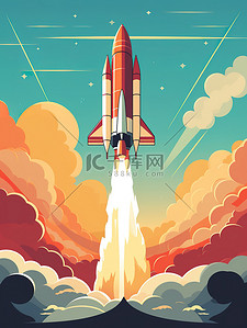科技海报ai插画图片_火箭发射的海报插图3