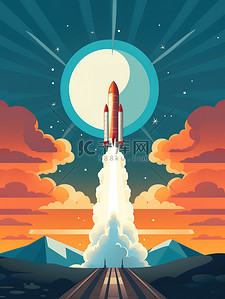 科技海报ai插画图片_火箭发射的海报插图2