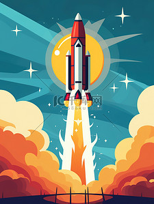 科技海报ai插画图片_火箭发射的海报插图8