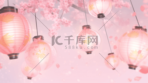 粉色装饰中国风灯笼插画4