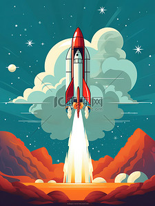 科技海报ai插画图片_火箭发射的海报插图9