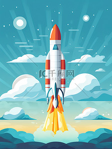 科技海报ai插画图片_火箭发射的海报插图6