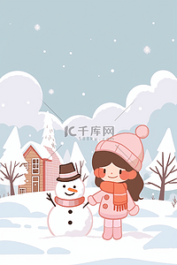 唯美简约海报插画图片_插画冬天唯美雪景海报