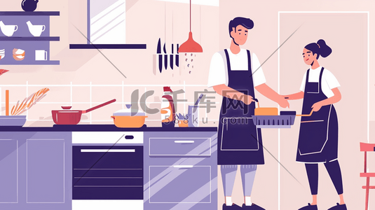 打扫厨房的人物插画11
