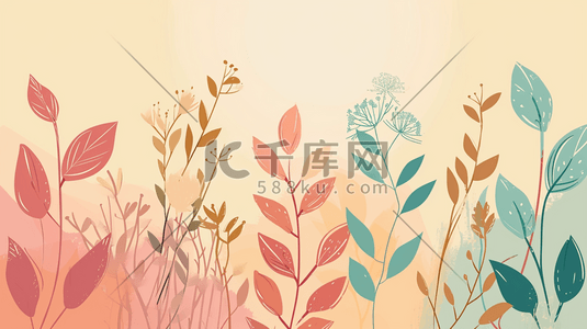 手绘卡通小花朵插画图片_手绘卡通花草花丛小清新插画17