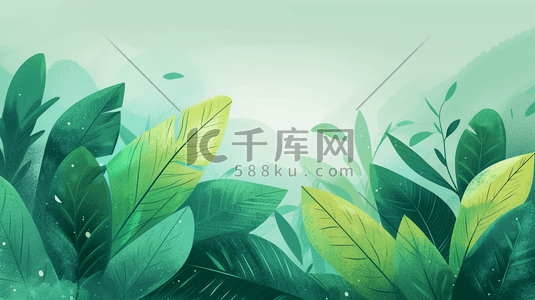 春季绿色植物装饰叶子插画9
