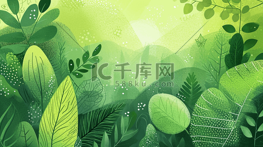 春季春季装饰插画图片_春季绿色植物装饰叶子插画12