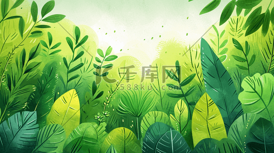 春季绿色植物装饰叶子插画1