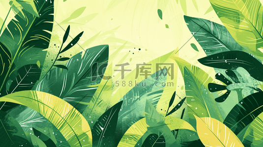 春季绿色植物装饰叶子插画20
