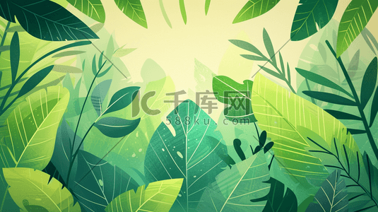 春季春季装饰插画图片_春季绿色植物装饰叶子插画18