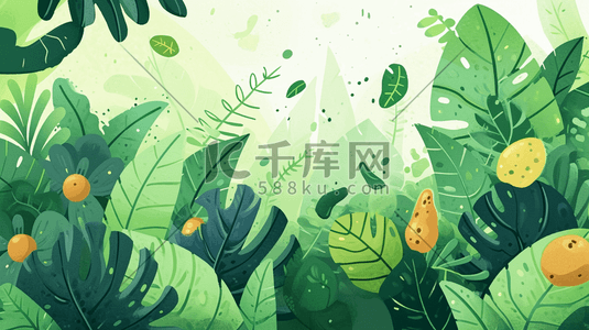 春季春季装饰插画图片_春季绿色植物装饰叶子插画24