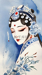 京剧海报插画图片_非遗戏曲国粹京剧角色花旦插画海报