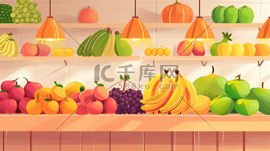 相亲x展架插画图片_手绘精致水果店各种各样水果插画9