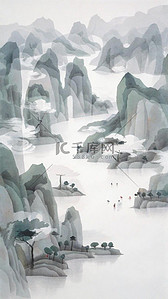 线下海报插画图片_上海帛画风非遗帛画国风山水插画海报