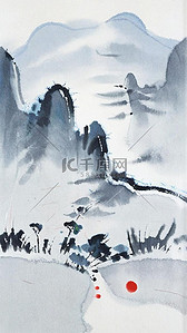 非遗中国传统扎染山水插画设计