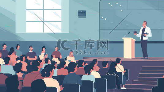 高端企业背景插画图片_商务成功人士高端会议场景的插画4