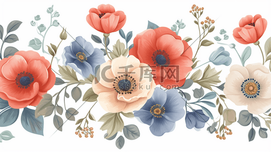 手绘花朵花卉花束插画1