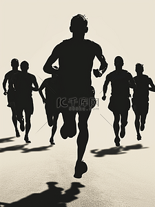 健身剪影插画图片_马拉松赛运动人物剪影