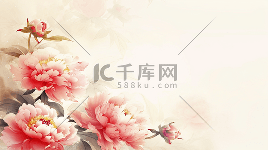 牡丹花logo插画图片_中国国画手绘艺术牡丹花朵的插画1