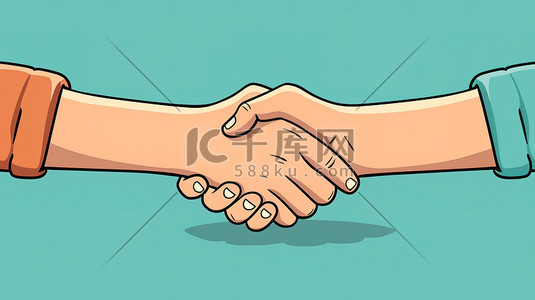 双手握手商务合作插画海报