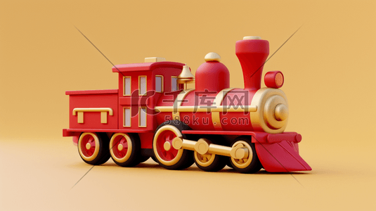 可爱红色卡通插画图片_红色卡通儿童玩具小火车的背景13插画素材