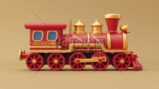 红色卡通儿童玩具小火车的背景5插画图片