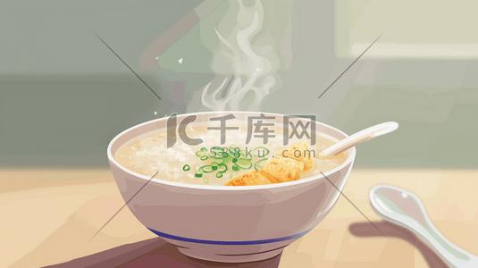 彩色陶瓷碗里热气腾腾的美食的插画8