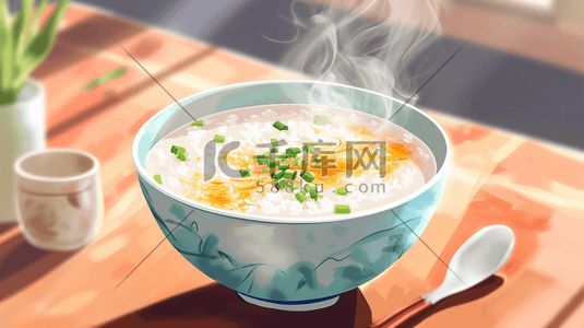 彩色陶瓷碗里热气腾腾的美食的插画15