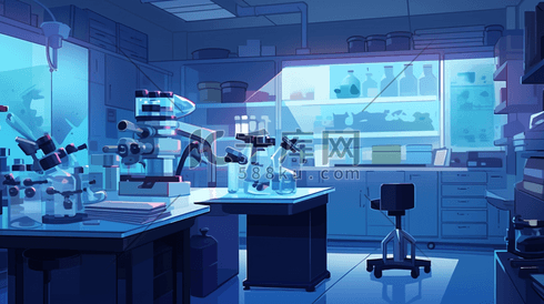 科学实验室一角插画1