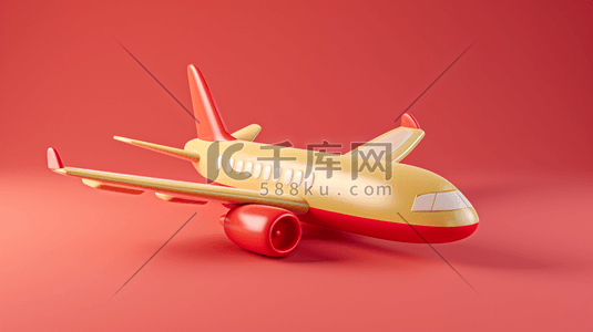 喜欢插画图片_红黄色儿童玩具飞机的插画11