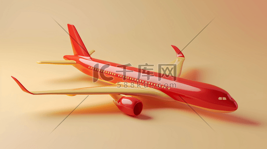 红黄色插画图片_红黄色儿童玩具飞机的插画13