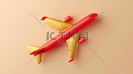 红黄色插画图片_红黄色儿童玩具飞机的插画15