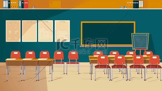 通知文档插画图片_扁平化彩色学校课堂的插画1