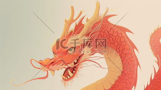 手绘彩色中国龙年国画图画的插画2