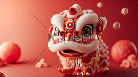 传统节日背景插画图片_传统节日舞狮背景6