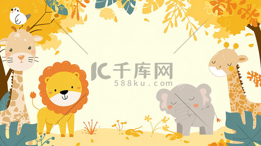 动物设计插画图片_可爱野生动物卡通风格插画设计