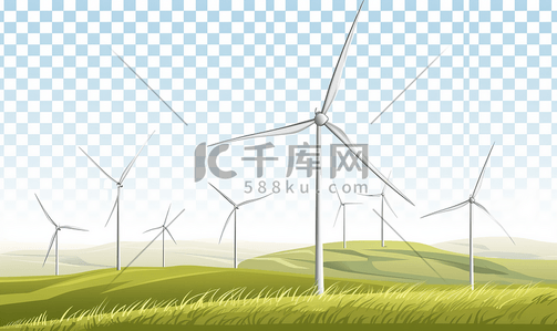 工业插画图片_风力发电机碳中和新能源