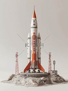 安全国家插画图片_科技宇宙飞船火箭发射的插画6