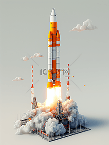 安全国家插画图片_科技宇宙飞船火箭发射的插画5