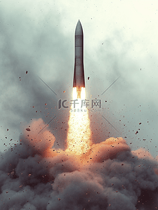 安全国家插画图片_科技宇宙飞船火箭发射的插画1