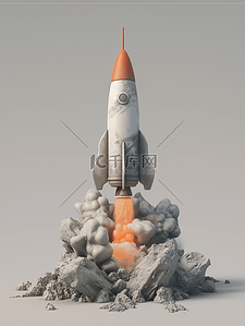 安全国家插画图片_科技宇宙飞船火箭发射的插画11