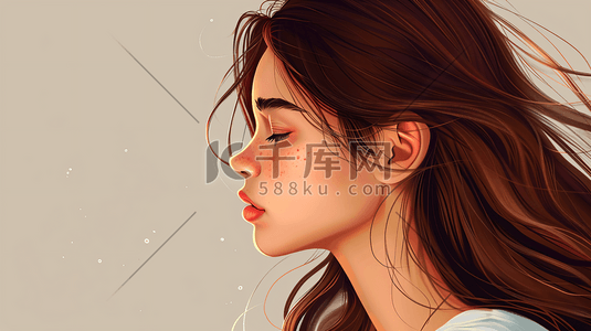 杂志插画图片_女性人像头像插画7