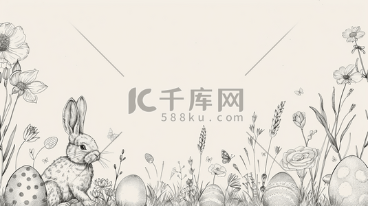 手绘复活节涂鸦彩蛋小兔子的插画7